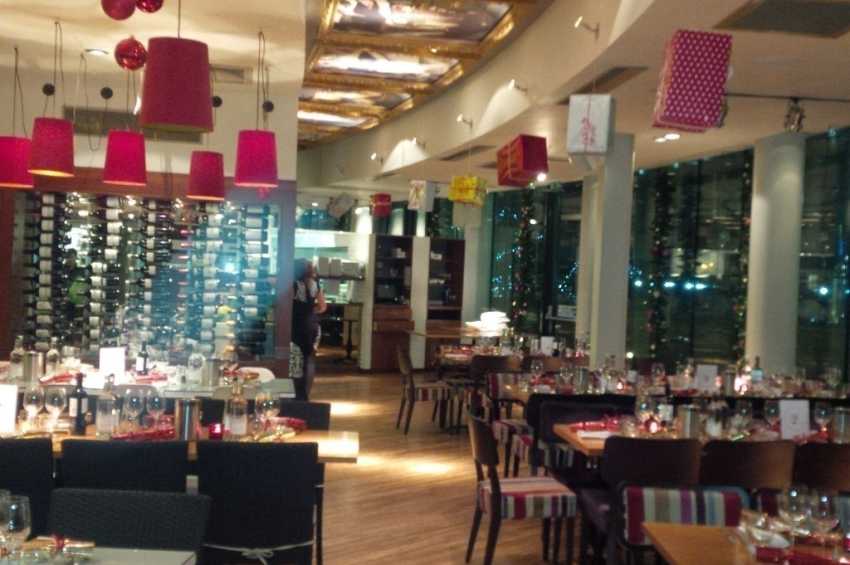 The Restaurant set up for a Christmas dinner 
